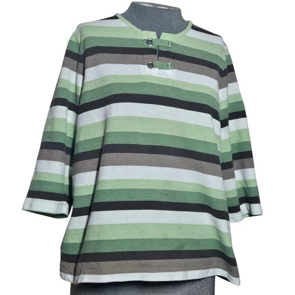 Cotton Blend Waffle Knit Top Size Large - Picture 1 of 4